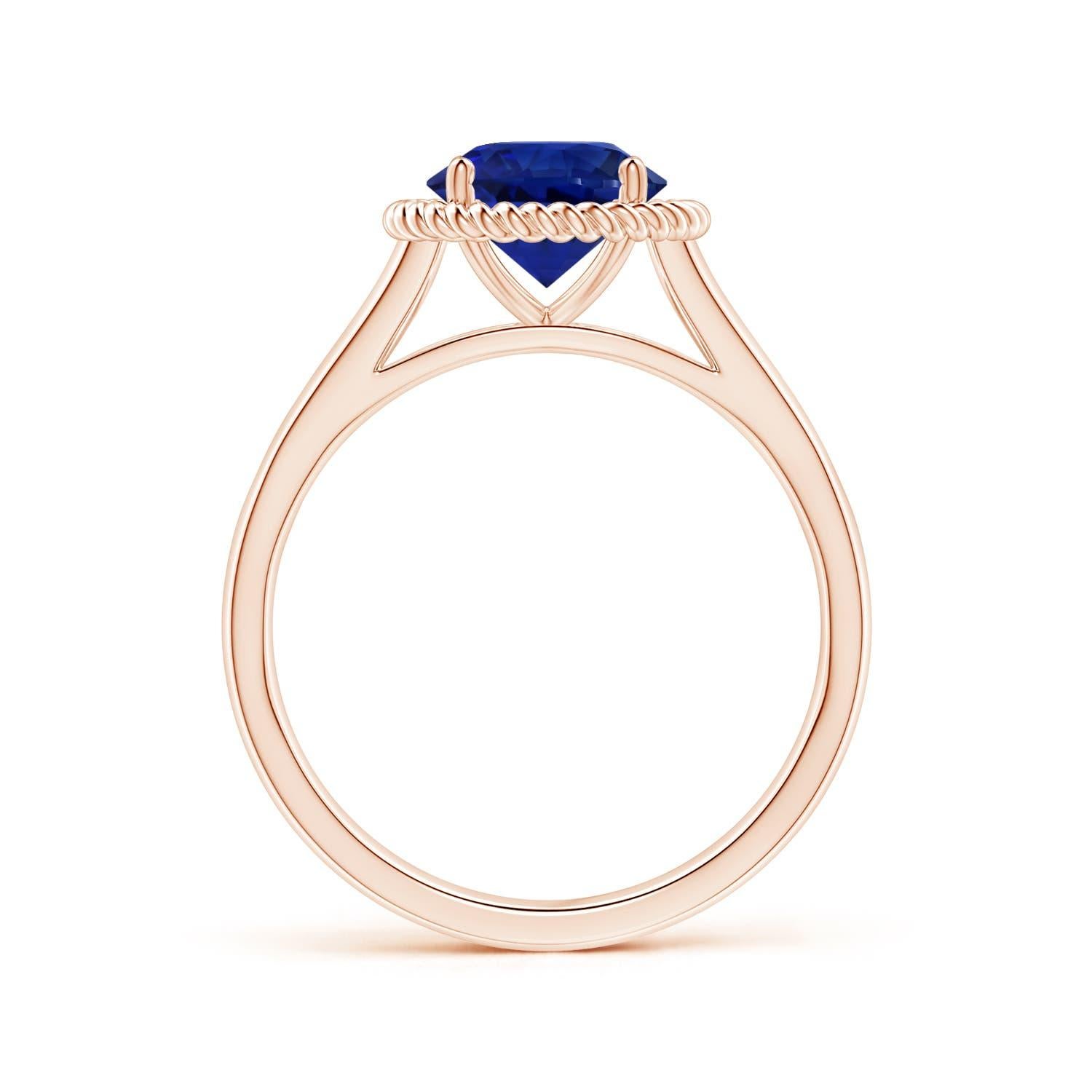 ANGARA GIA Certified Natural Blue Sapphire Halo Ring in Rose Gold 2