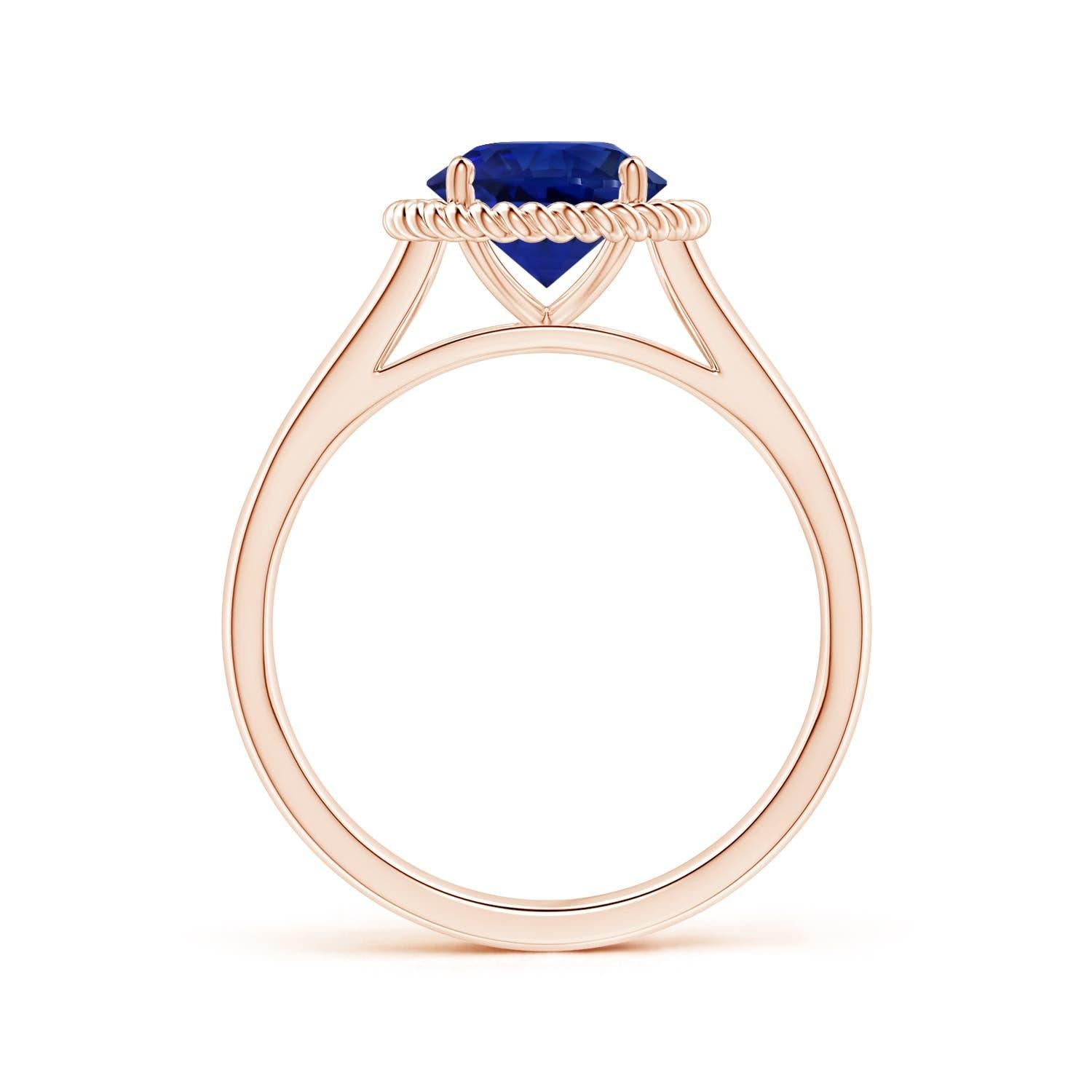 En vente :  ANGARA Bague halo de saphirs bleus naturels certifiés GIA en or rose 2