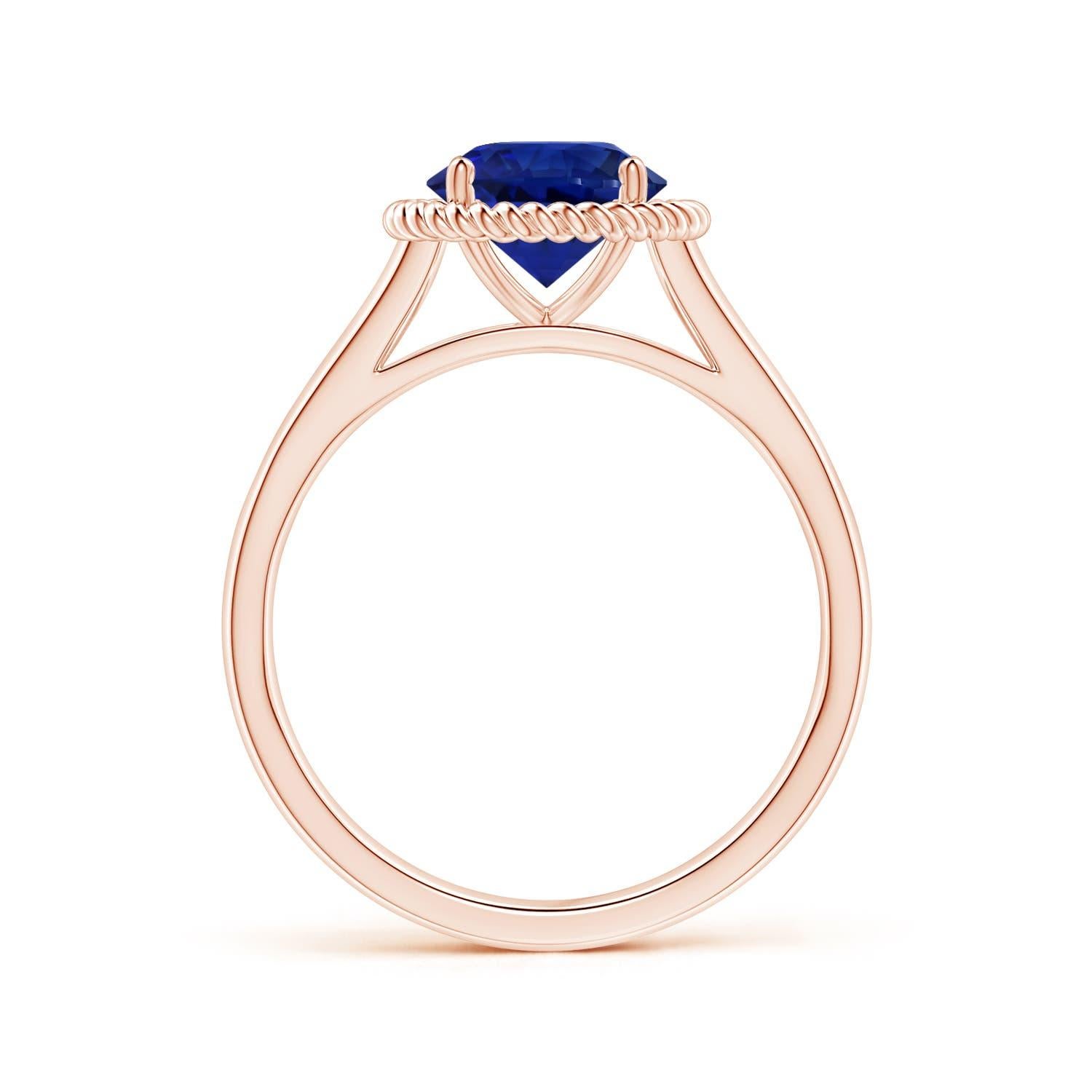 En vente :  ANGARA Bague halo de saphirs bleus naturels certifiés GIA en or rose 2