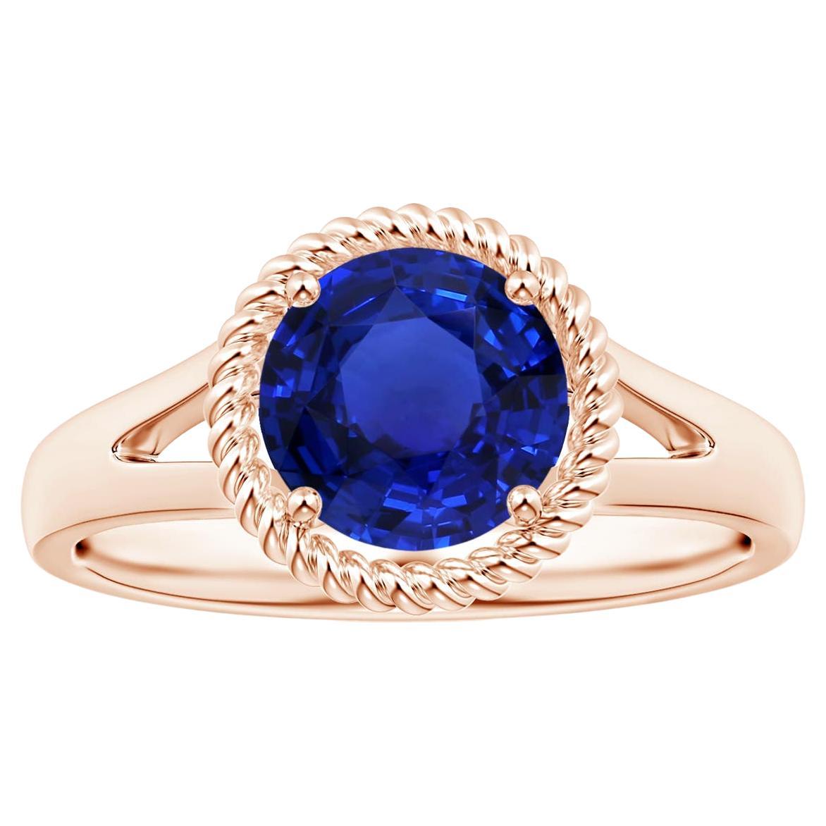 For Sale:  ANGARA GIA Certified Natural Blue Sapphire Halo Ring in Rose Gold
