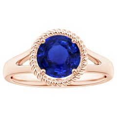 ANGARA GIA Certified Natural Blue Sapphire Halo Ring in Rose Gold