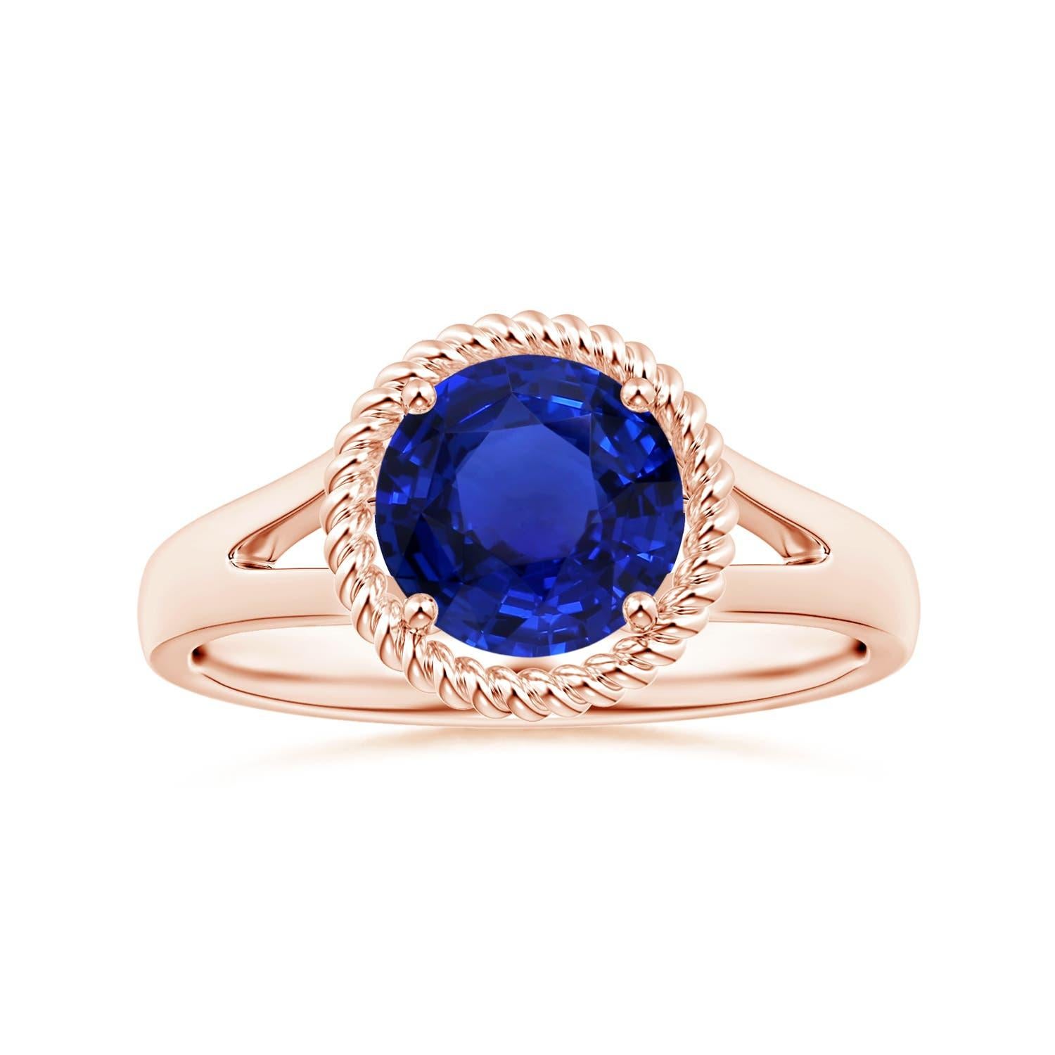 For Sale:  ANGARA GIA Certified Natural Blue Sapphire Halo Ring in Rose Gold