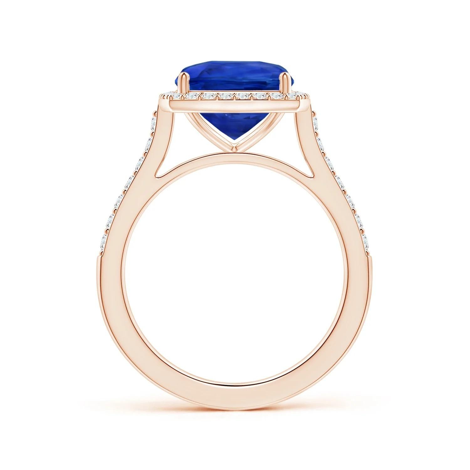 For Sale:  ANGARA GIA Certified Natural Blue Sapphire Halo Ring in Rose Gold with Diamonds 2