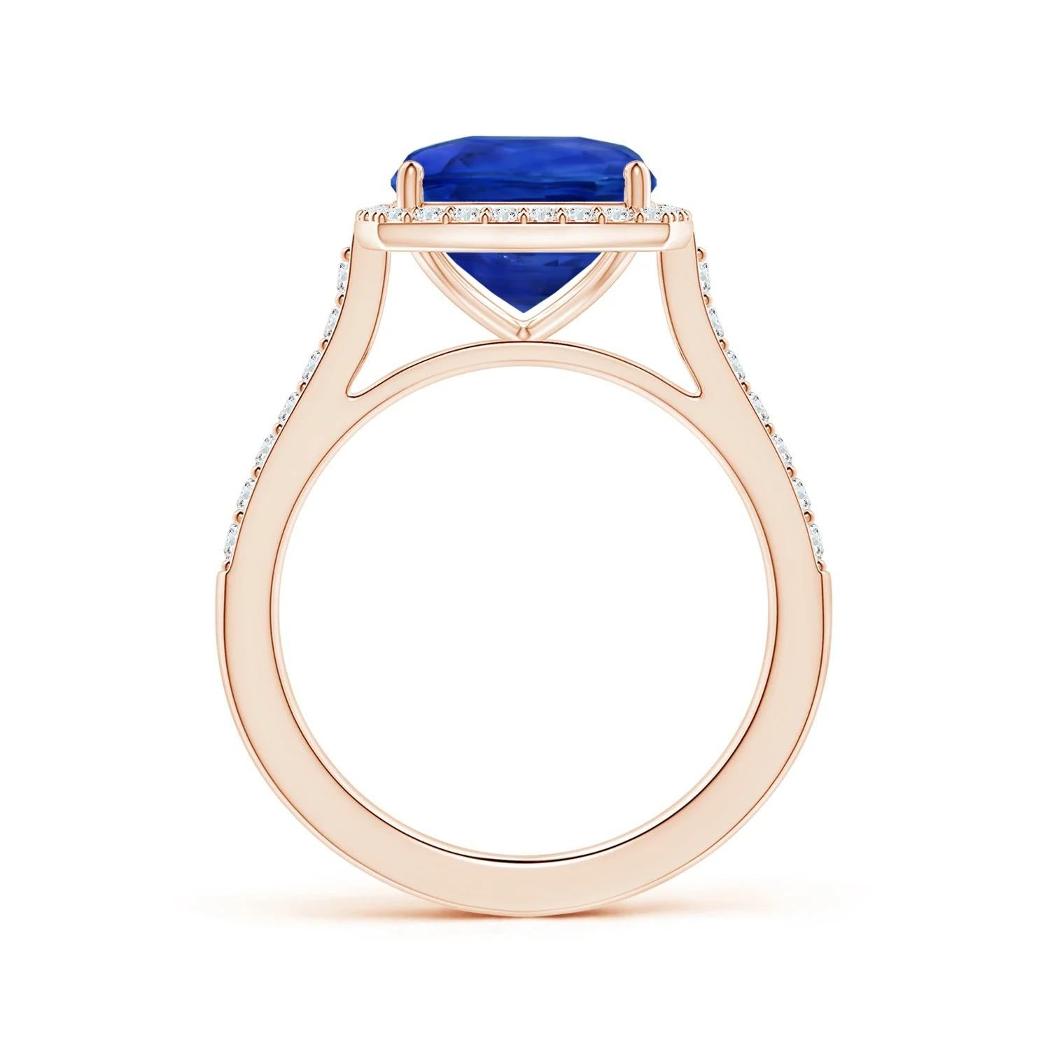 ANGARA GIA Certified Natural Blue Sapphire Halo Ring in Rose Gold with Diamonds 2