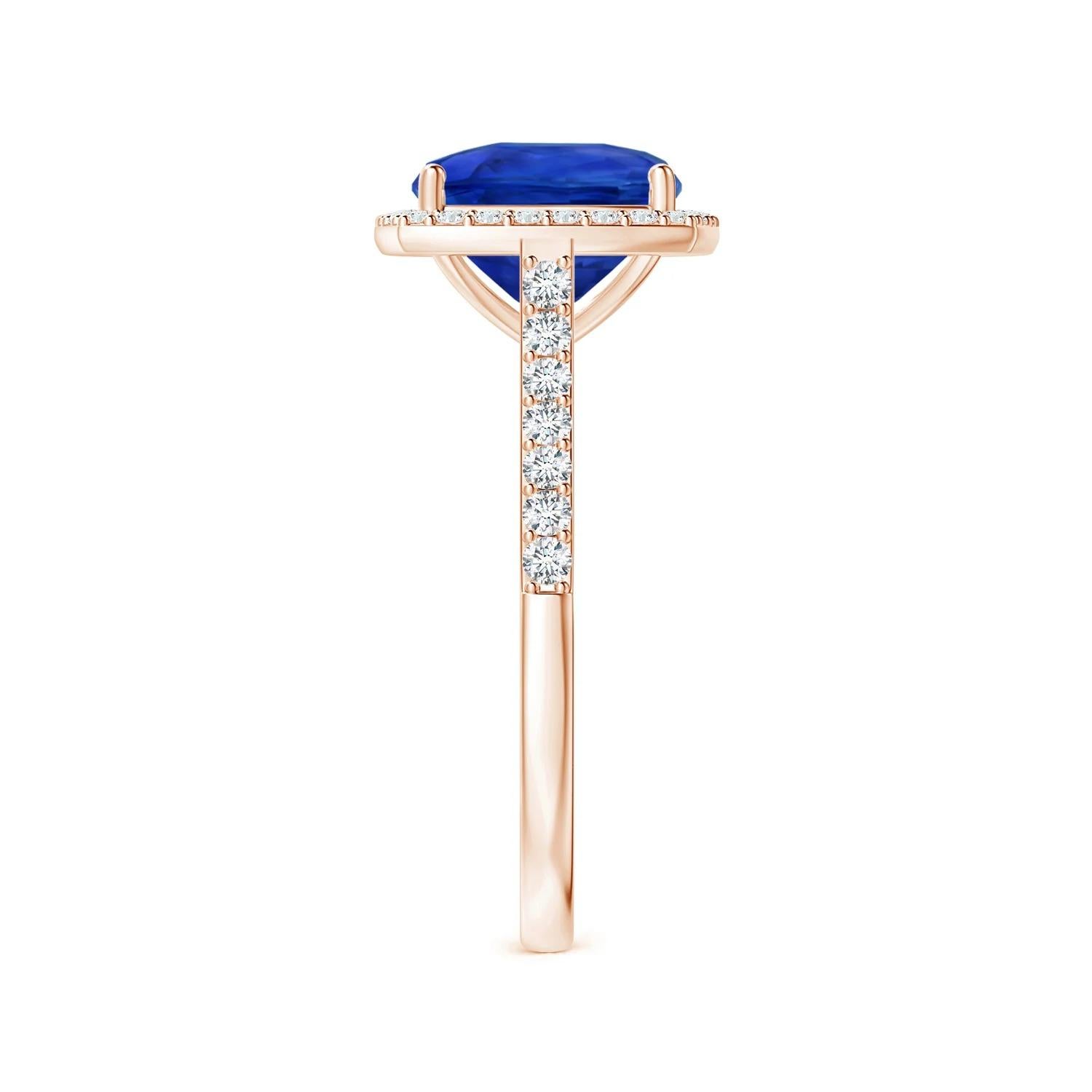 For Sale:  GIA Certified Natural Blue Sapphire Halo Ring in Rose Gold with Diamonds 4
