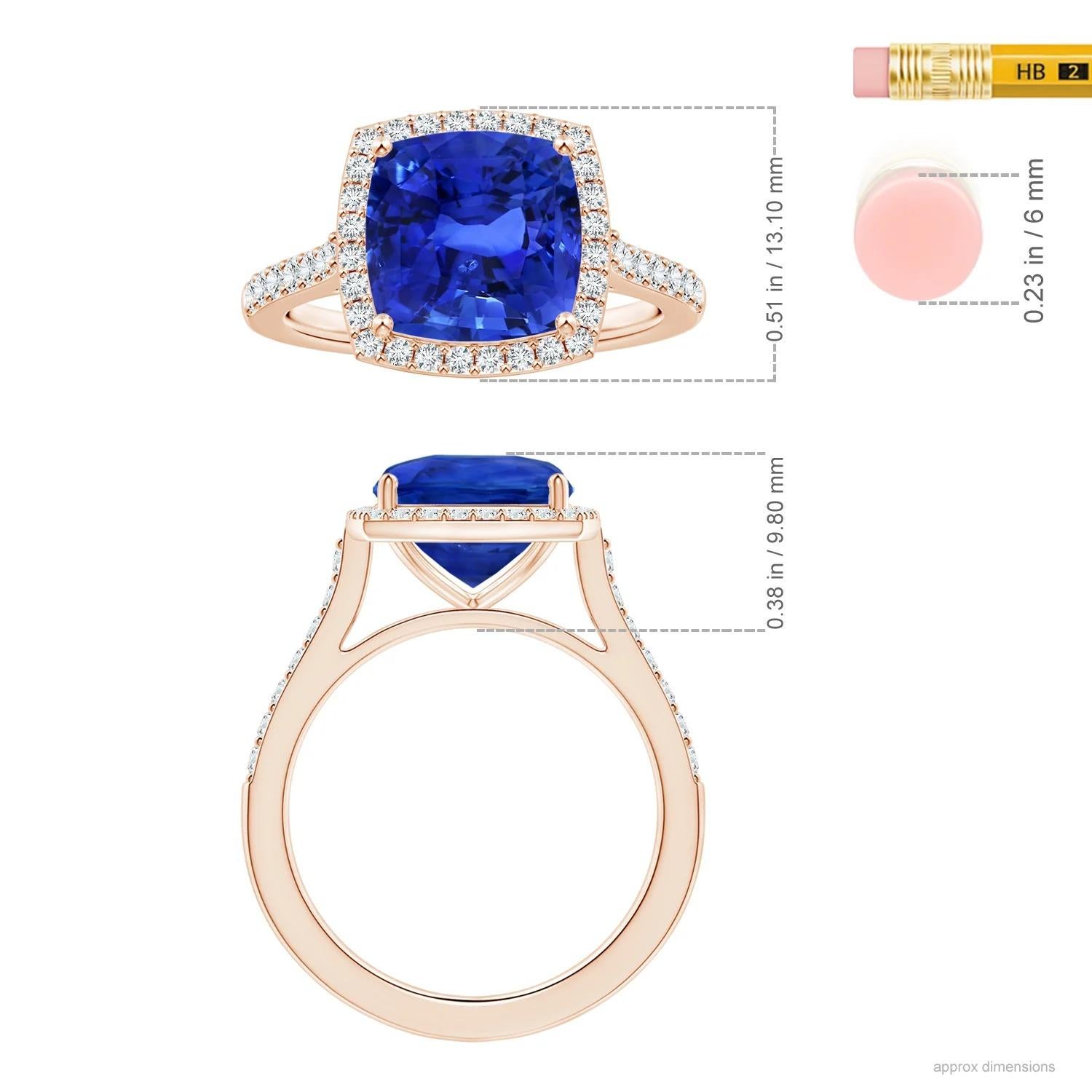 For Sale:  ANGARA GIA Certified Natural Blue Sapphire Halo Ring in Rose Gold with Diamonds 5