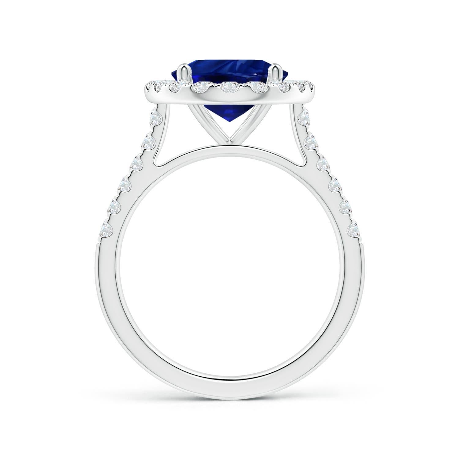 For Sale:  Angara Gia Certified Natural Blue Sapphire Halo Ring in White Gold with Diamonds 2