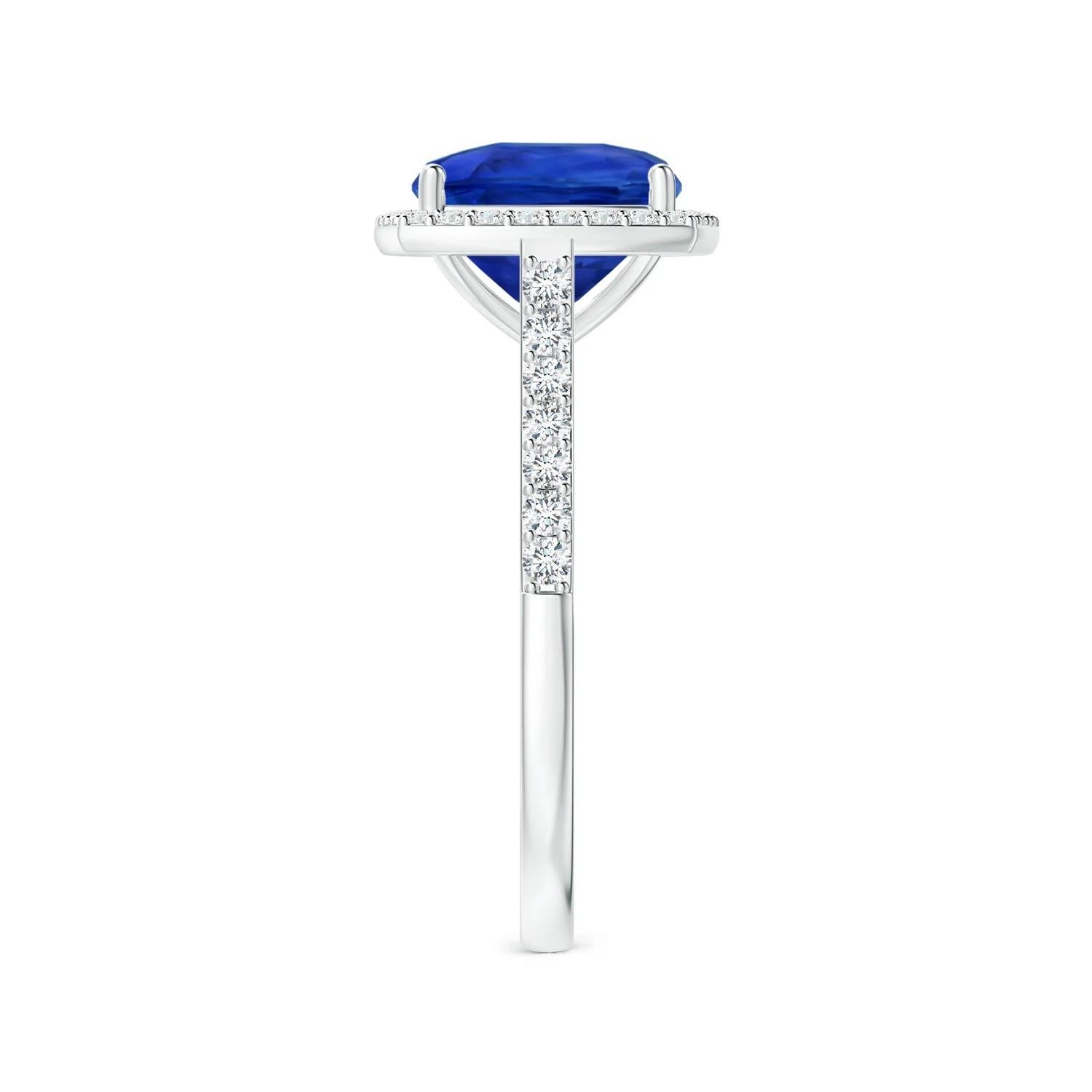 For Sale:  ANGARA GIA Certified Natural Blue Sapphire Halo Ring in White Gold with Diamonds 4
