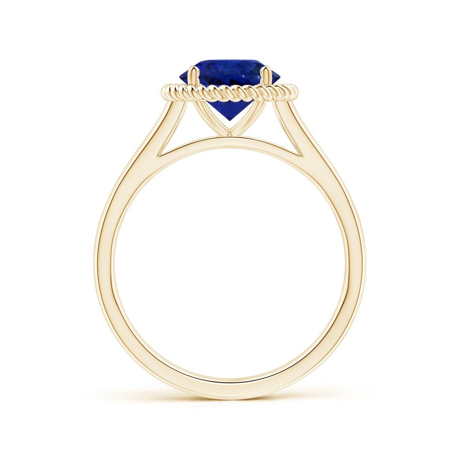 For Sale:  ANGARA GIA Certified Natural Blue Sapphire Halo Ring in Yellow Gold 2