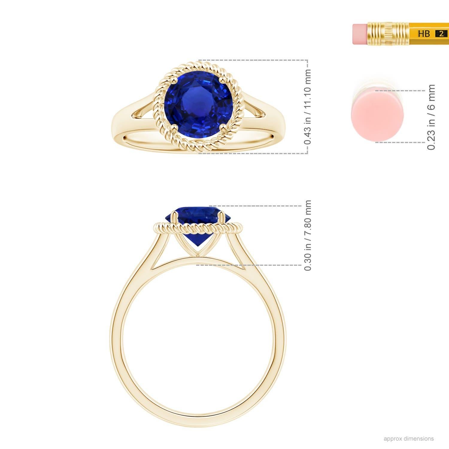For Sale:  ANGARA GIA Certified Natural Blue Sapphire Halo Ring in Yellow Gold 5
