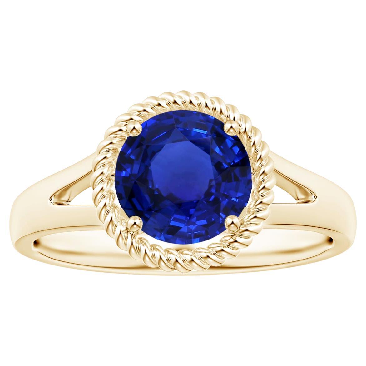 For Sale:  ANGARA GIA Certified Natural Blue Sapphire Halo Ring in Yellow Gold