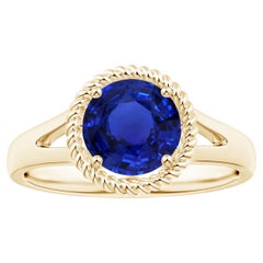 ANGARA GIA Certified Natural Blue Sapphire Halo Ring in Yellow Gold