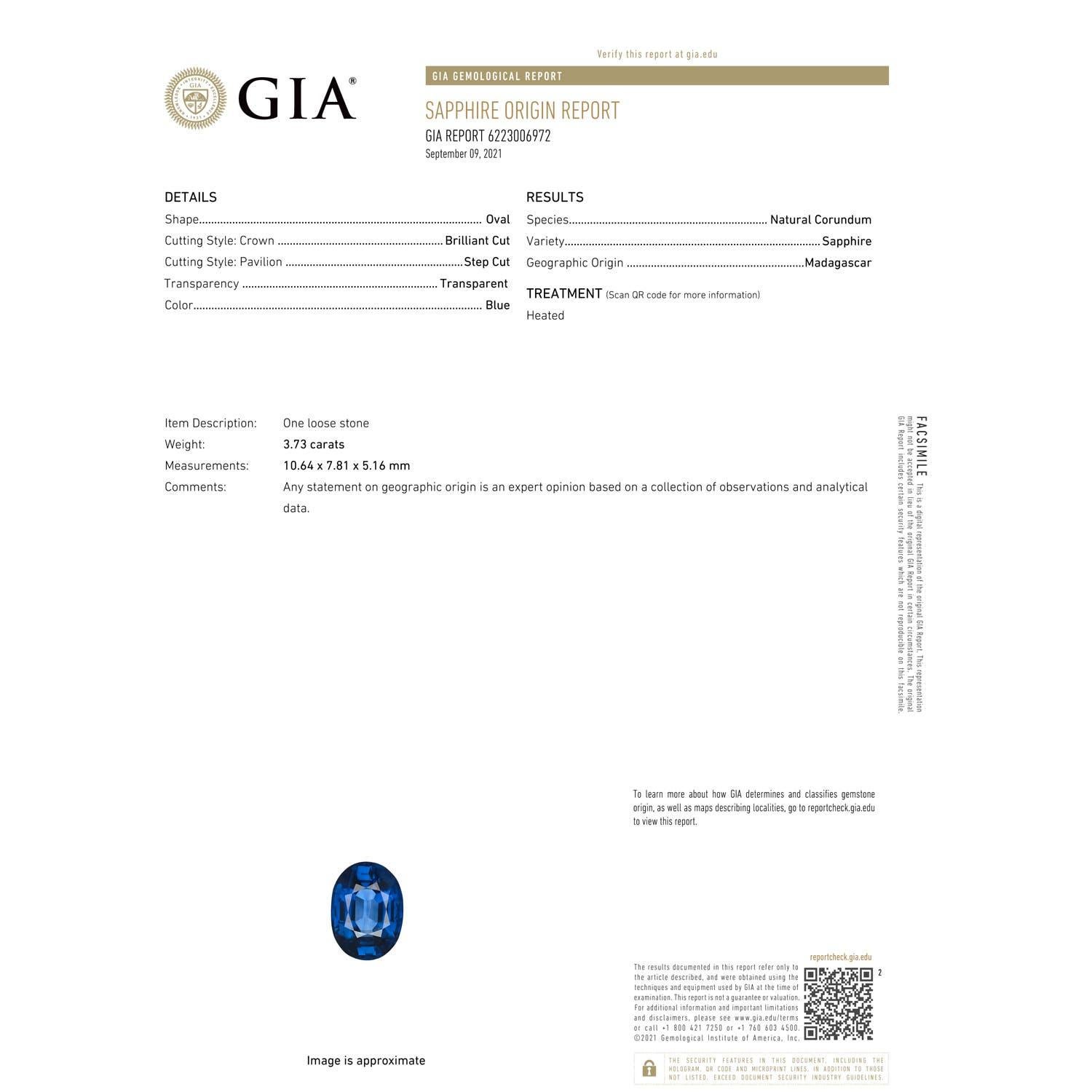En vente :  ANGARA Bague à tige fendue en or jaune avec saphir bleu naturel certifié par le GIA 3