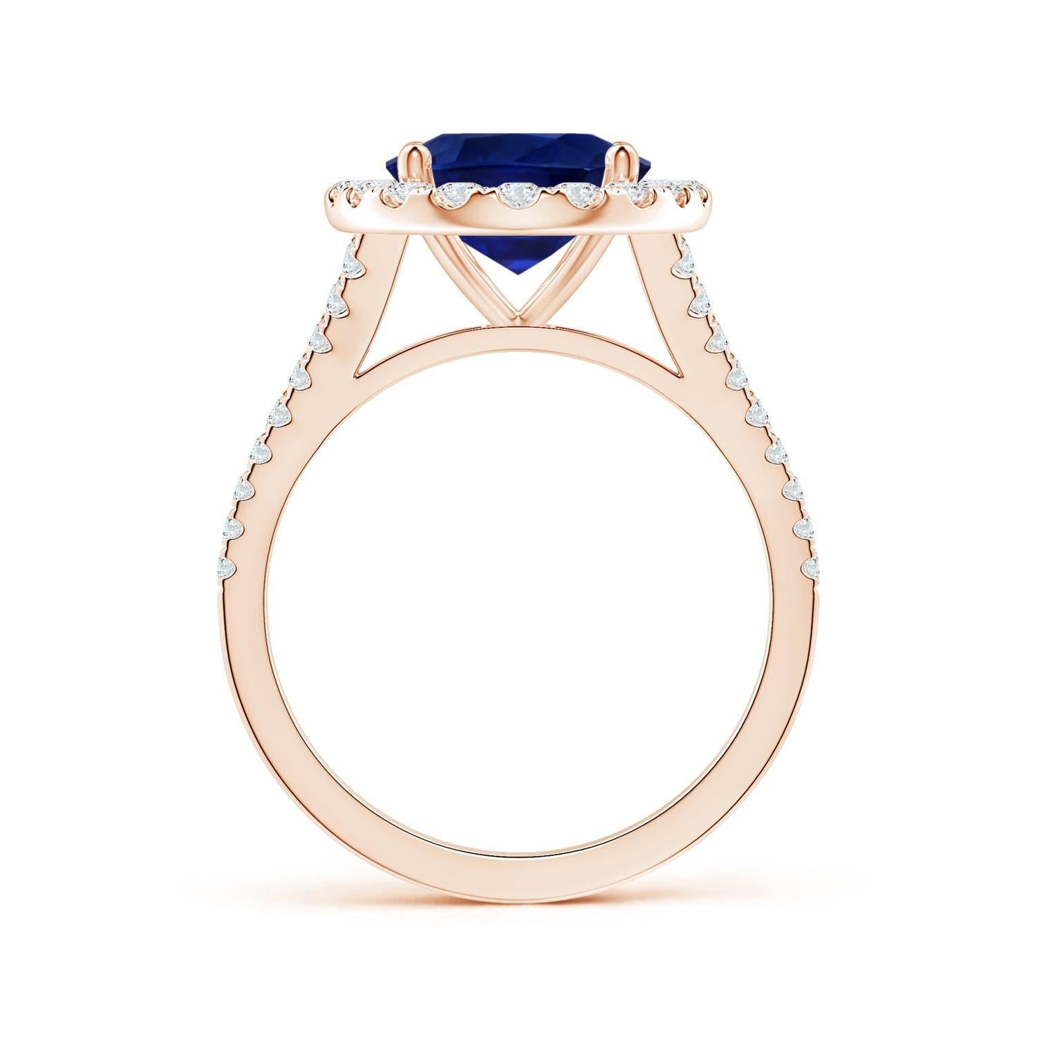 ANGARA GIA Certified Natural Blue Sapphire Halo Split Shank Rose Gold Ring 2