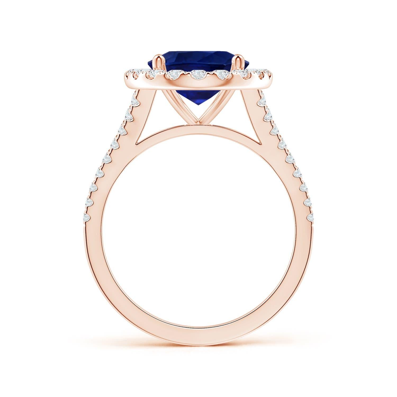 ANGARA GIA Certified Natural Blue Sapphire Halo Split Shank Rose Gold Ring 2