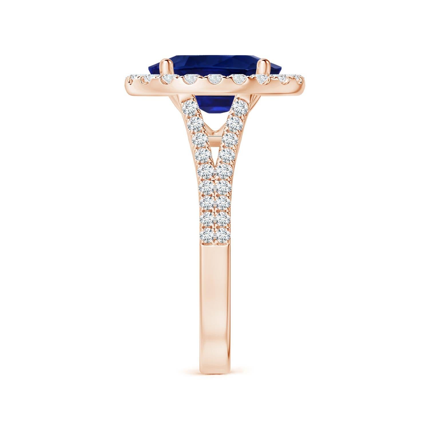 ANGARA GIA Certified Natural Blue Sapphire Halo Split Shank Rose Gold Ring 4