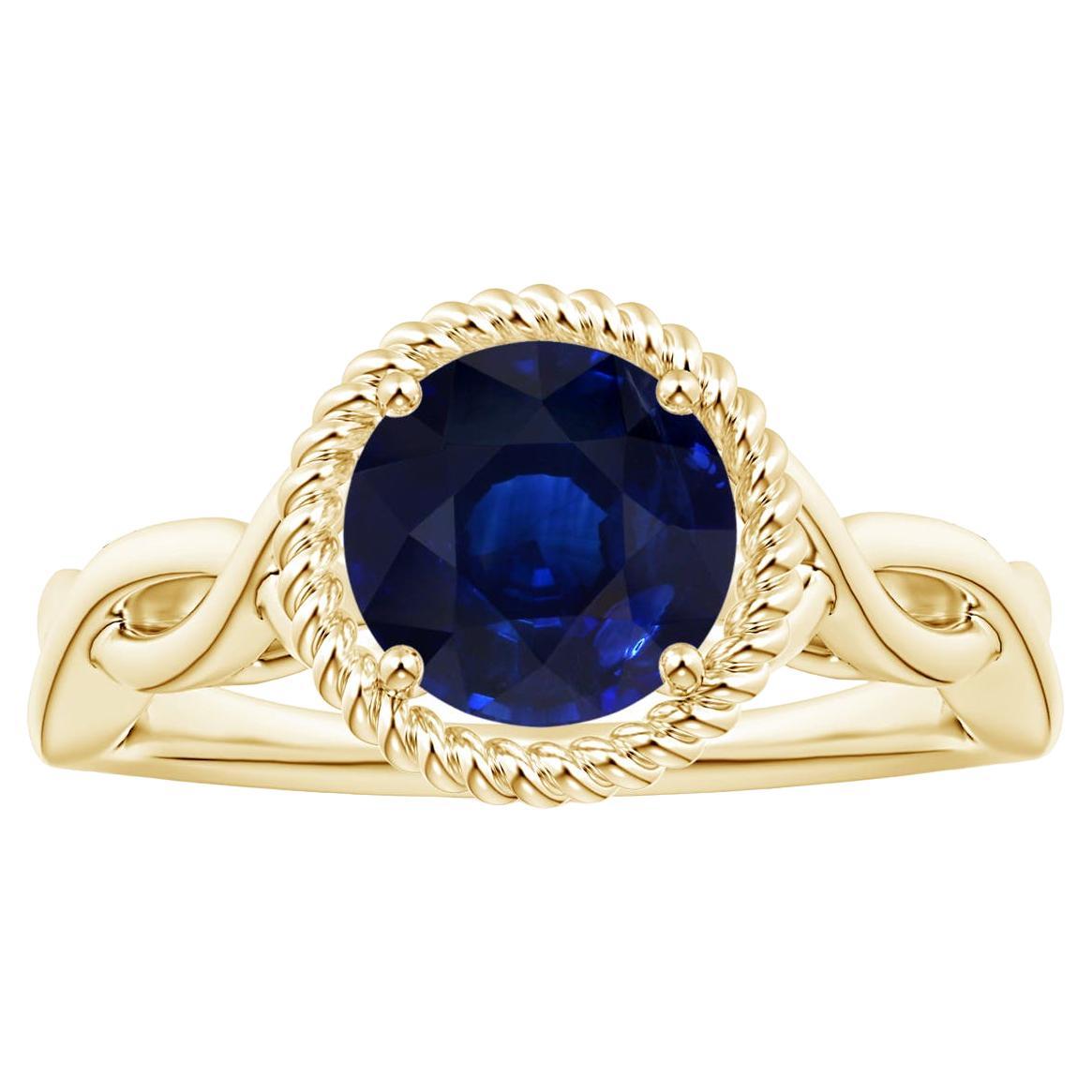 GIA-zertifizierter natürlicher blauer Saphir Halo gedrehter Schaftring aus Roségold ()