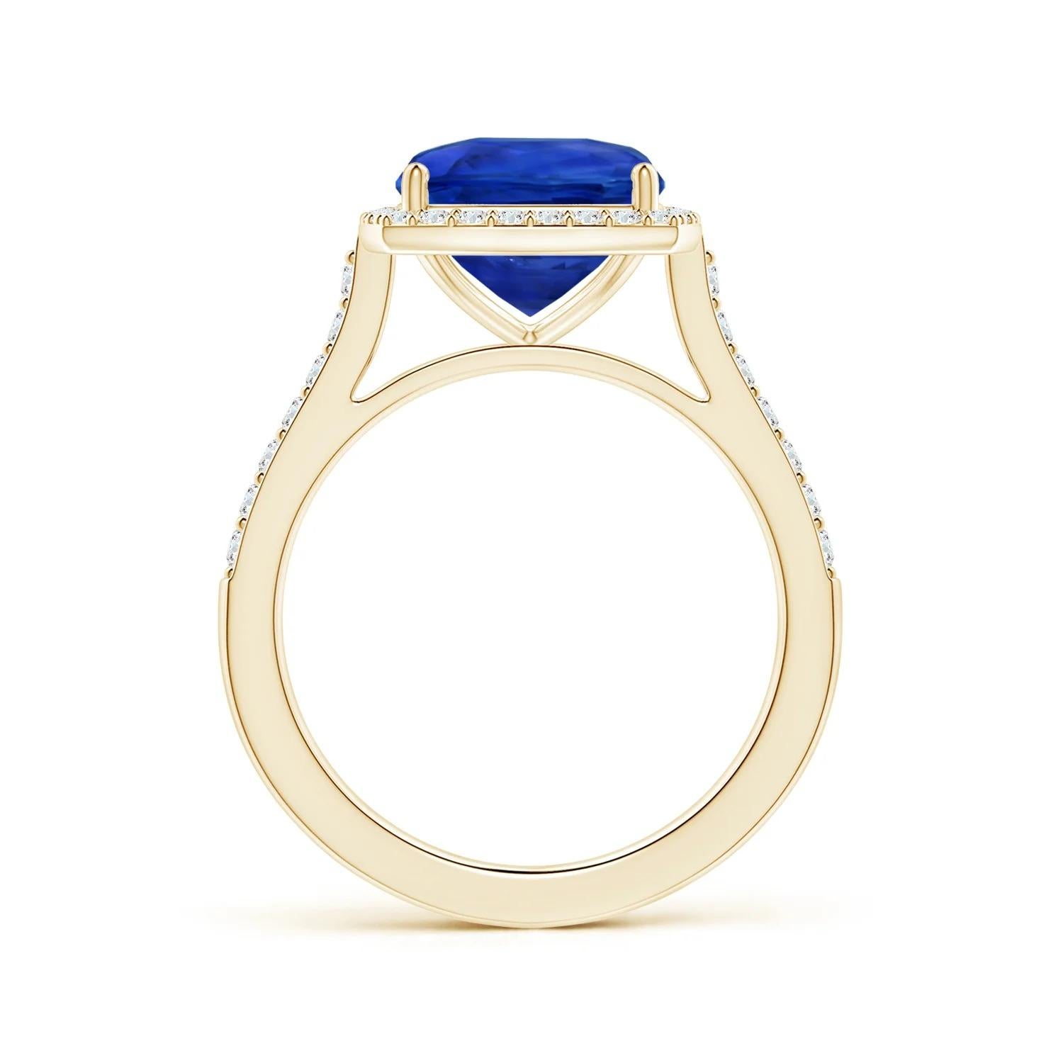 For Sale:  GIA Certified Natural Blue Sapphire Halo Yellow Gold Ring with Diamonds 2