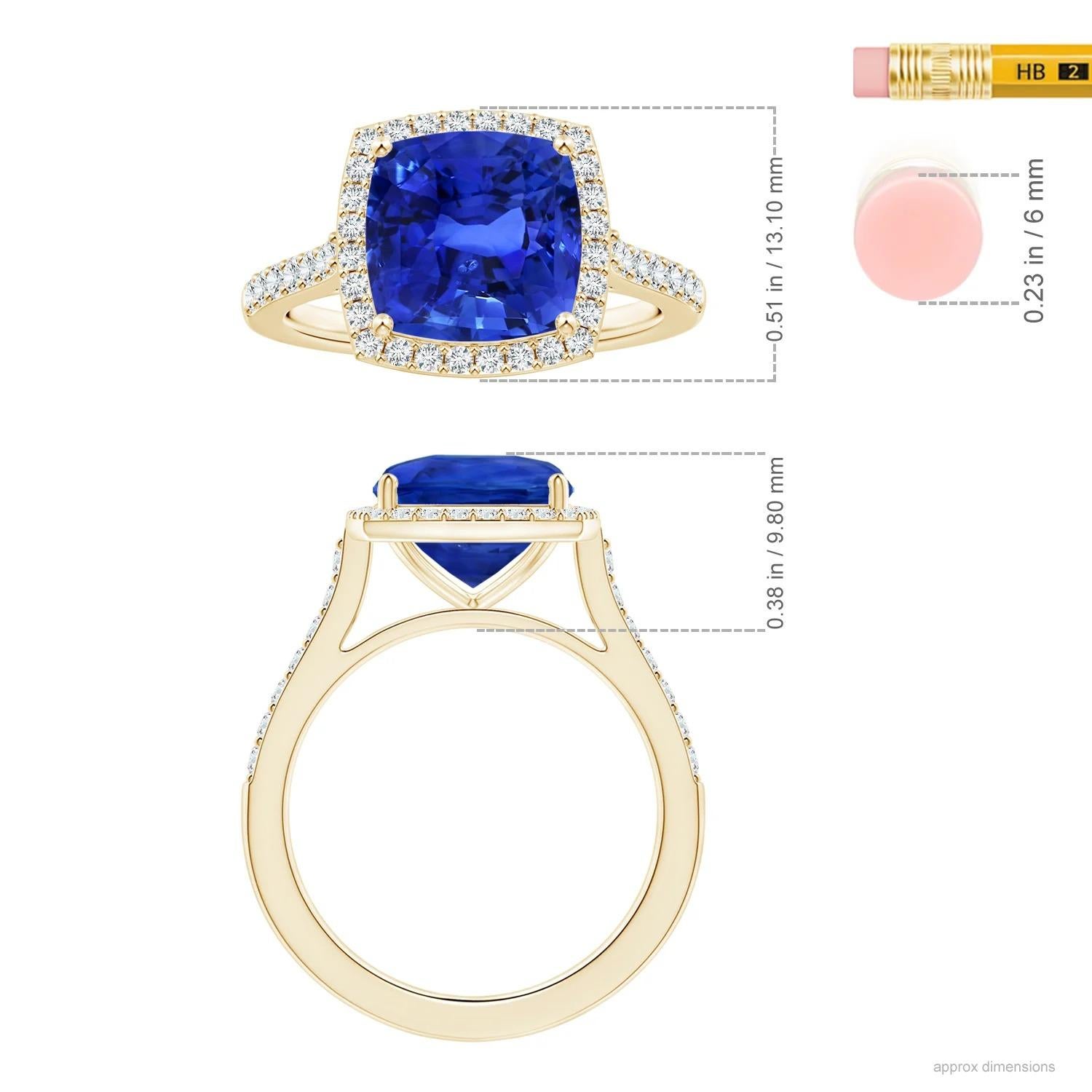 GIA Certified Natural Blue Sapphire Halo Yellow Gold Ring with Diamonds 5