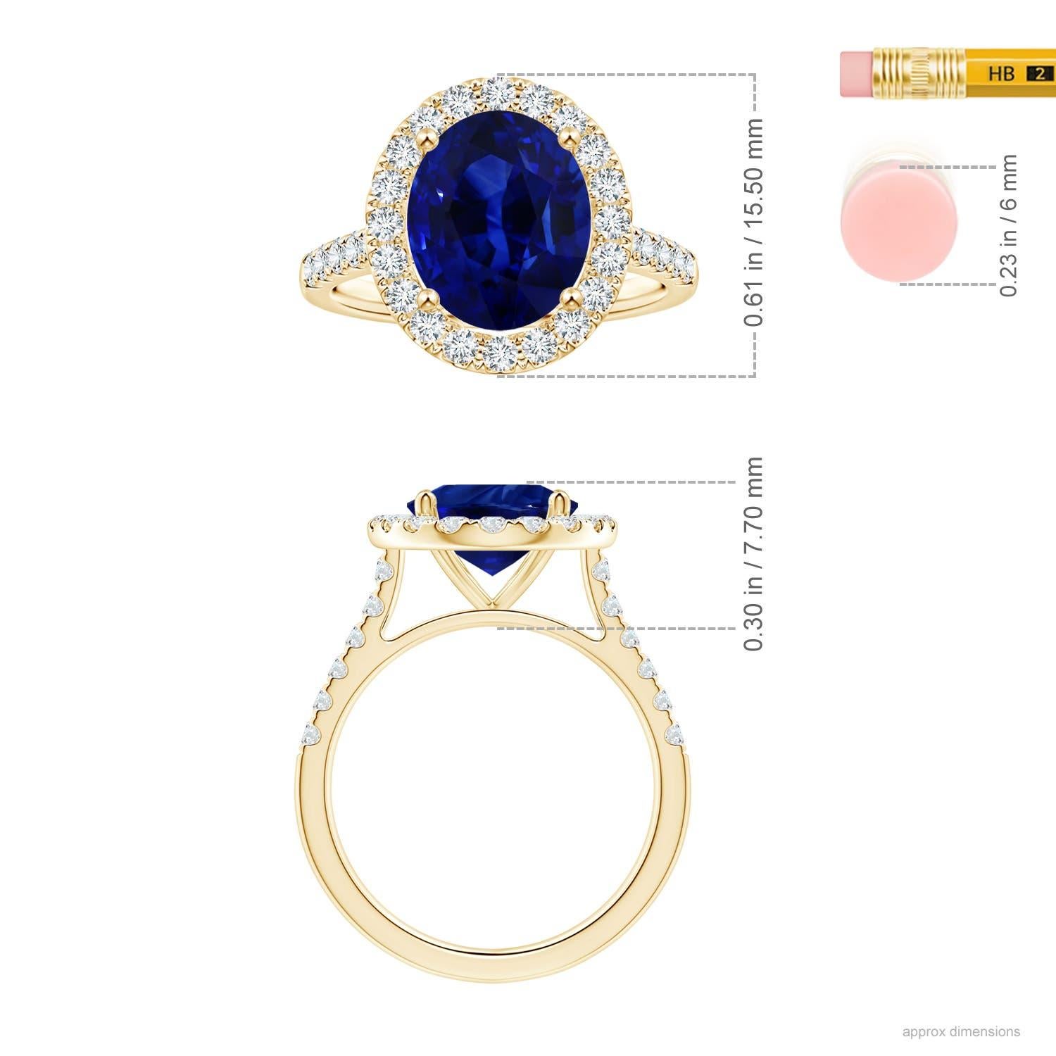 Im Angebot: ANGARA GIA zertifizierter natürlicher blauer Saphir Halo Gelbgoldring mit Diamanten () 5