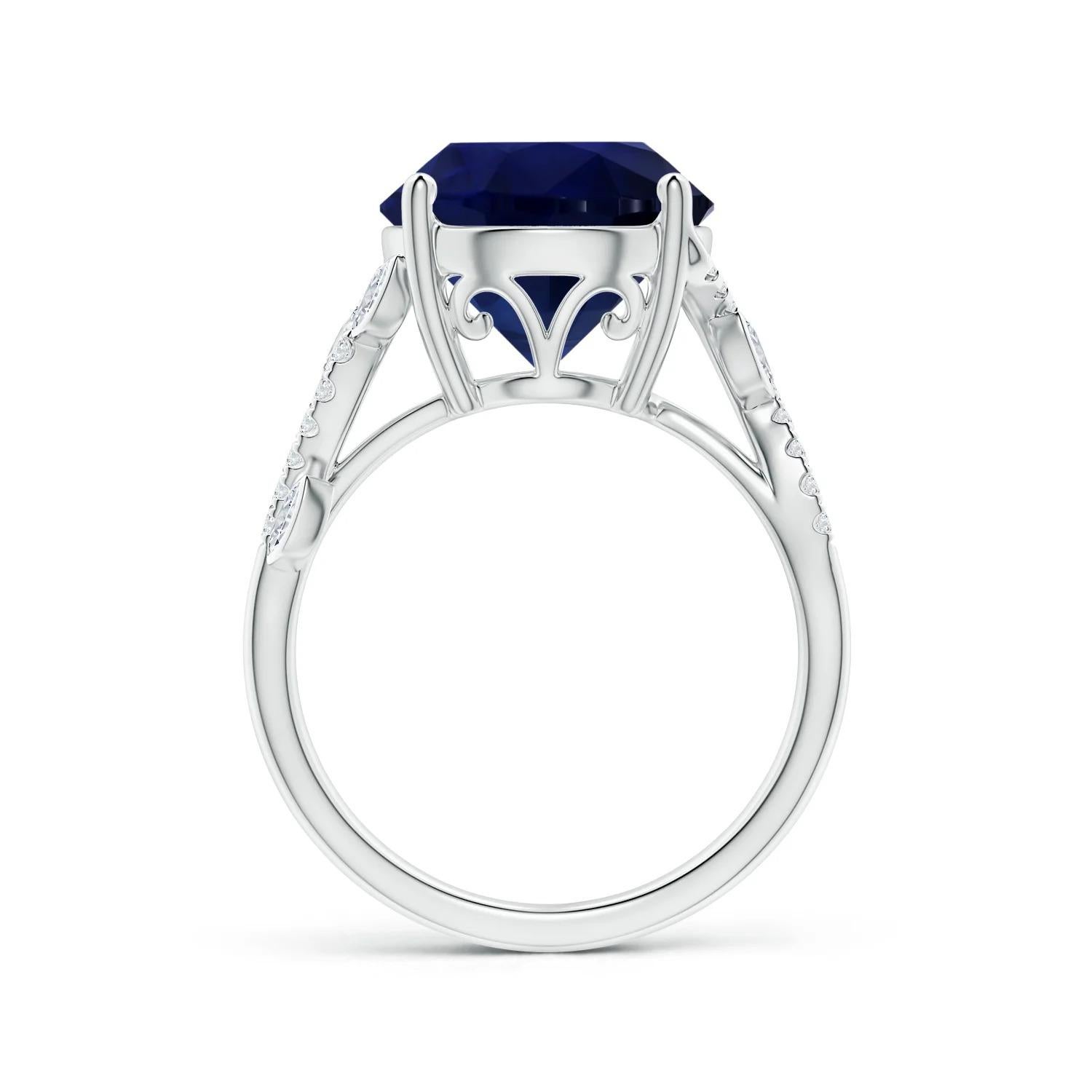 For Sale:  Angara Gia Certified Natural Blue Sapphire & Marquise Diamonds White Gold Ring 2