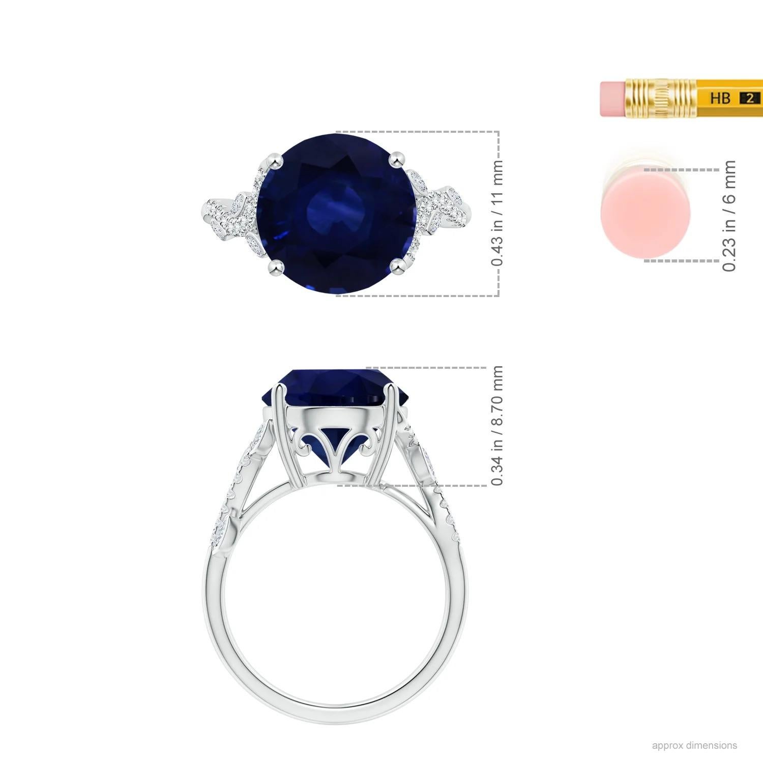 For Sale:  Angara Gia Certified Natural Blue Sapphire & Marquise Diamonds White Gold Ring 5