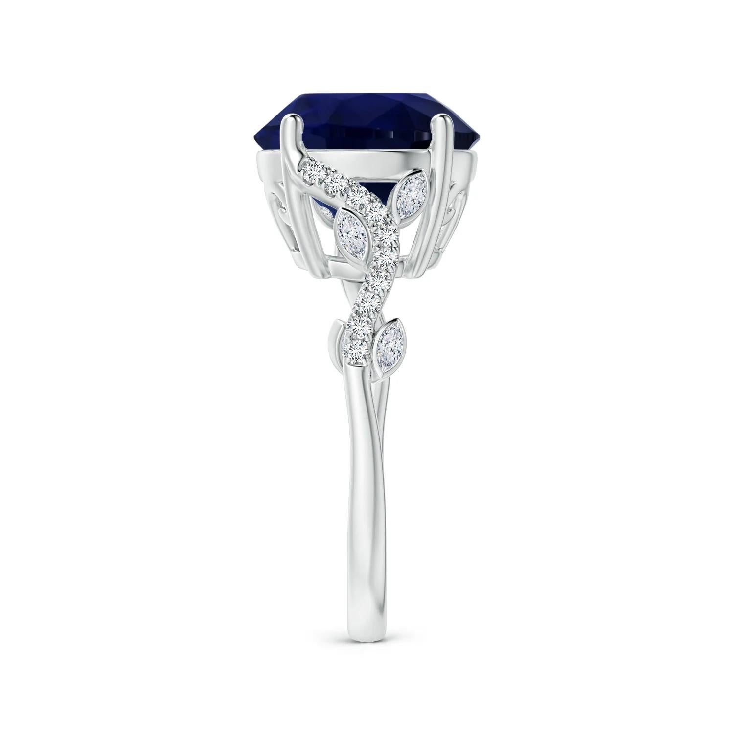 Im Angebot: ANGARA GIA zertifizierter natürlicher blauer Saphir Platinring mit Marquise-Diamanten () 4