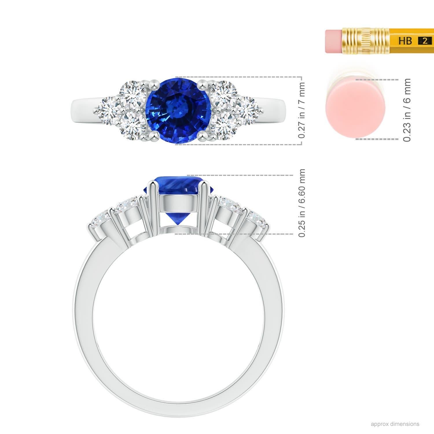 For Sale:  Angara GIA Certified Natural Blue Sapphire Platinum Ring with Trio Diamonds 4