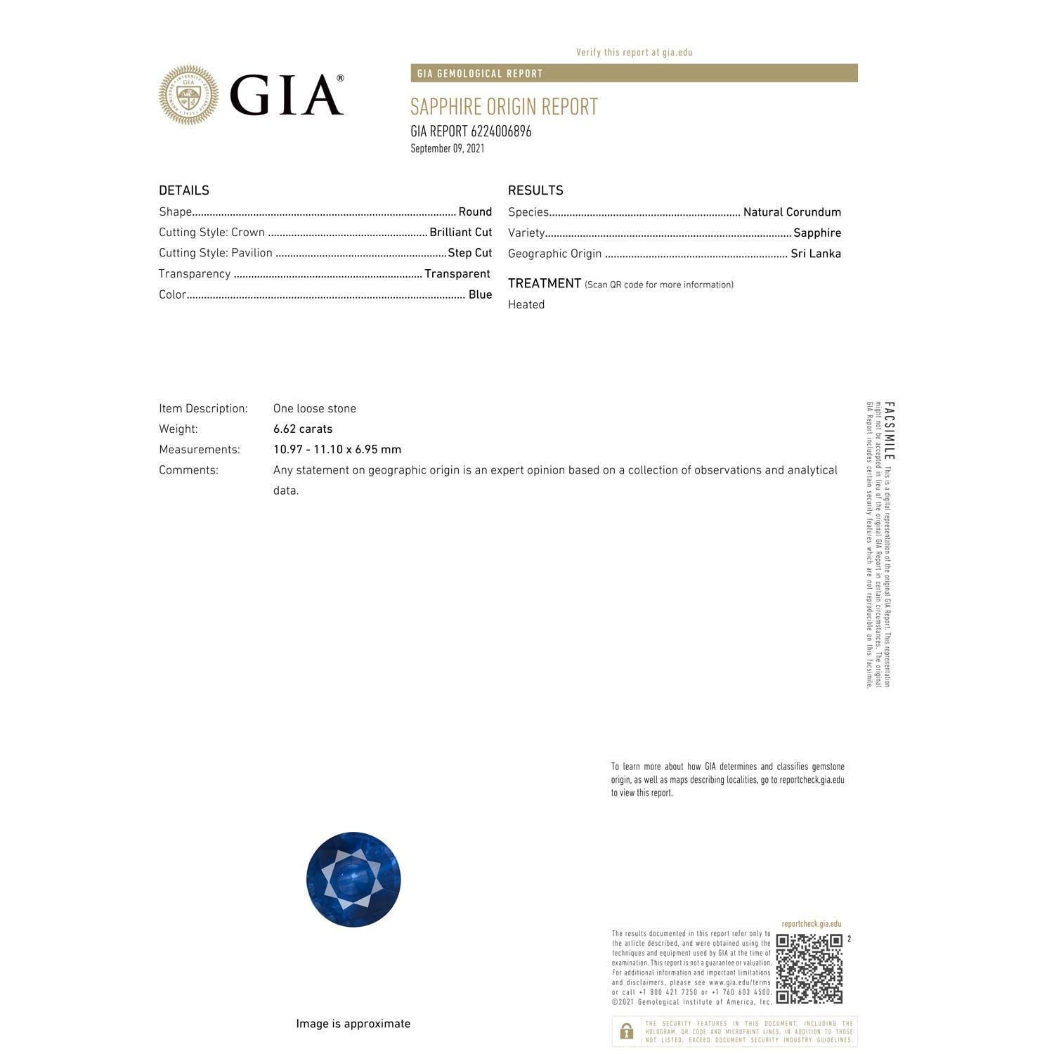 En vente :  ANGARA Bague en platine avec saphir bleu naturel certifié GIA de 6,63 carats et diamants 7
