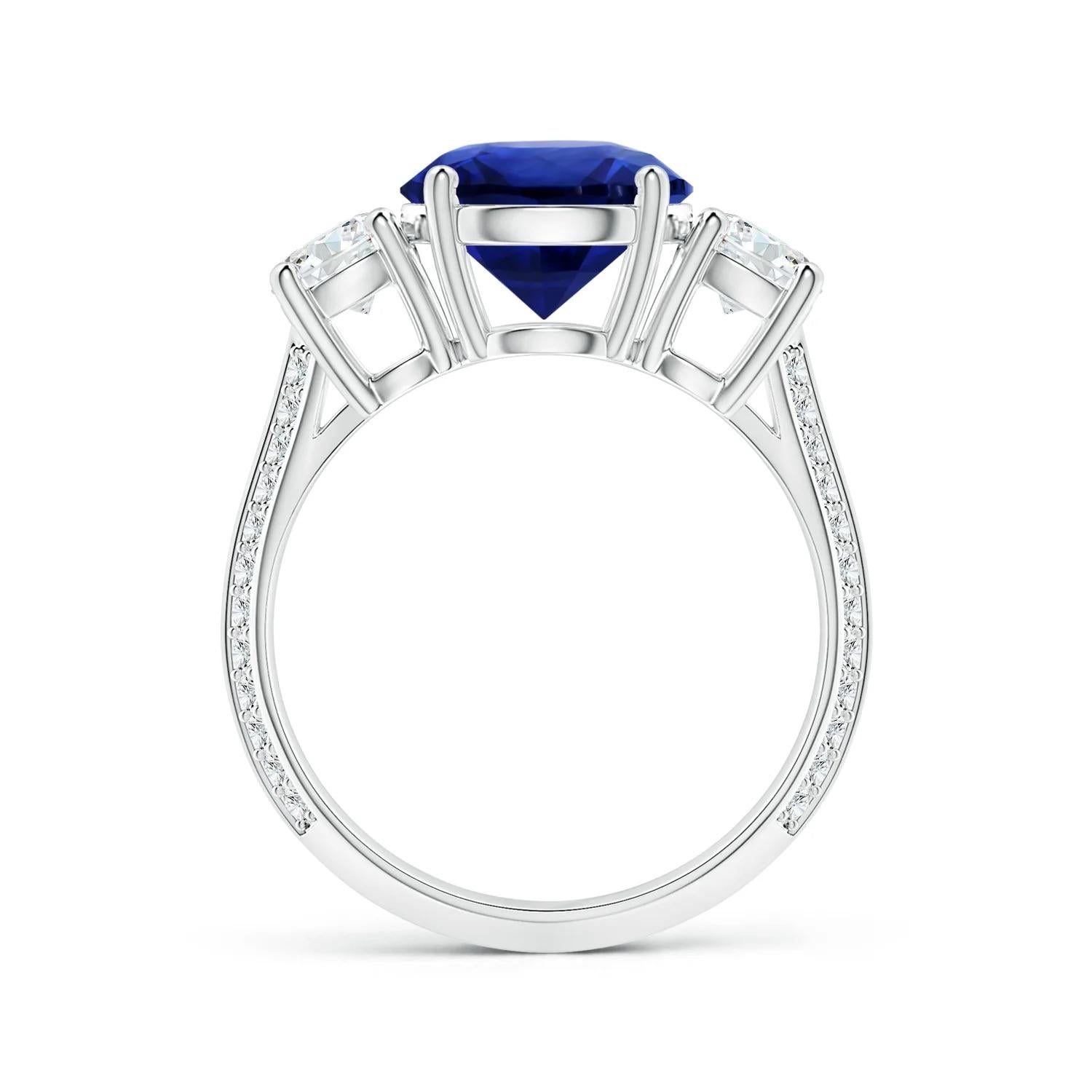 For Sale:  ANGARA GIA Certified Natural Blue Sapphire Ring in Platinum with Diamonds 2