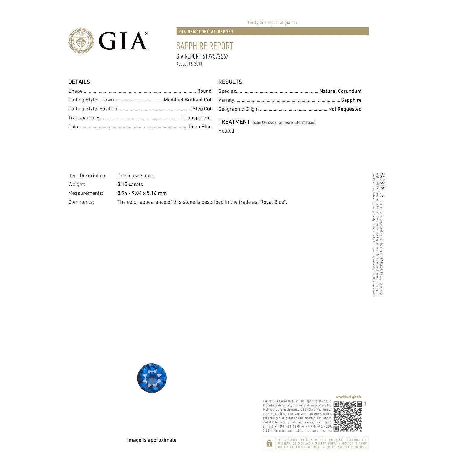 Im Angebot: ANGARA GIA zertifizierter natürlicher blauer Saphirring aus Platin mit Diamanten () 3