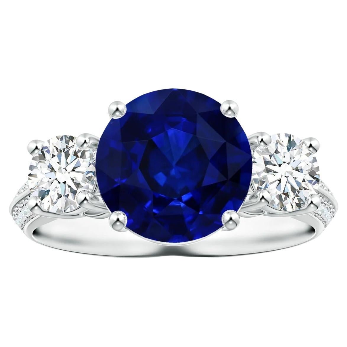 ANGARA GIA Certified Natural Blue Sapphire Ring in Platinum with Diamonds