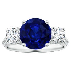 ANGARA GIA Certified Natural Blue Sapphire Ring in Platinum with Diamonds