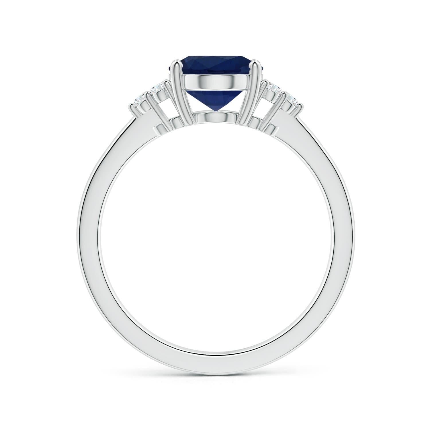 ANGARA GIA Certified Natural Blue Sapphire Ring in Platinum with Side Diamonds 2