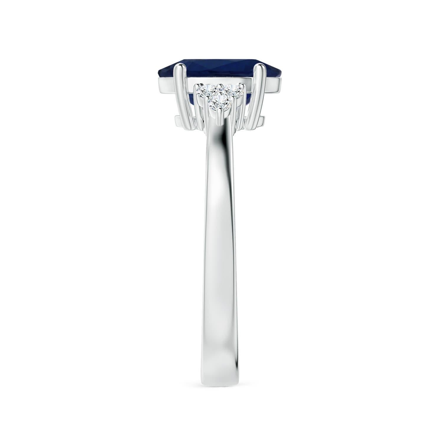 ANGARA GIA Certified Natural Blue Sapphire Ring in Platinum with Side Diamonds 4