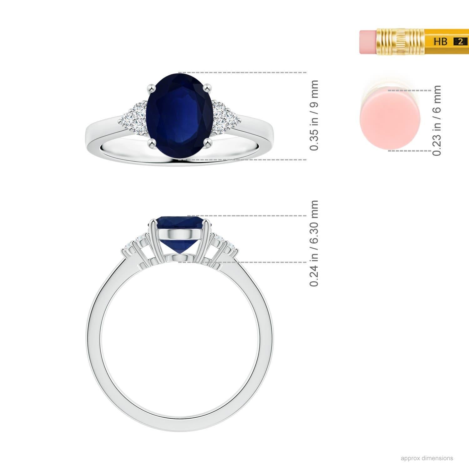 ANGARA GIA Certified Natural Blue Sapphire Ring in Platinum with Side Diamonds 5