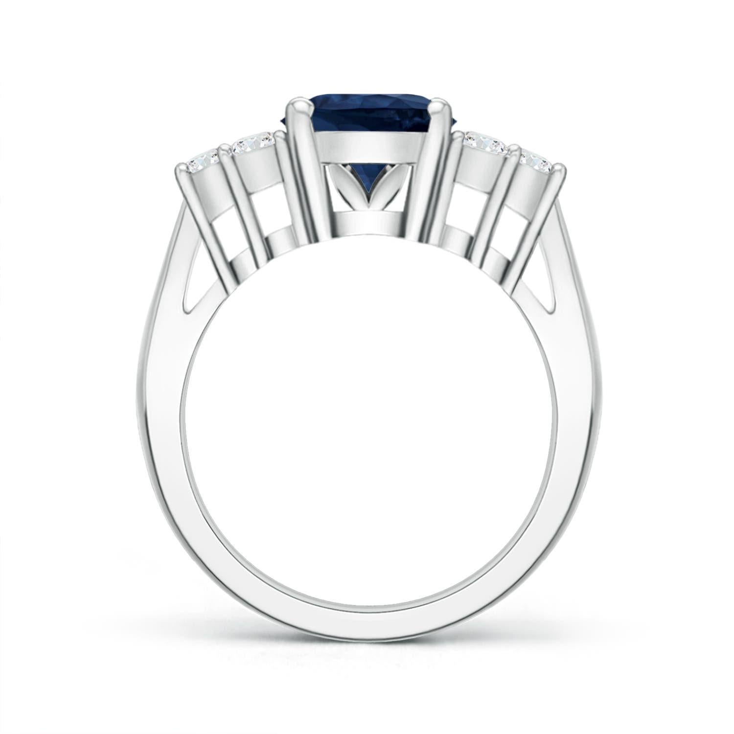 For Sale:  GIA Certified Natural Blue Sapphire Ring in Platinum with Trio Diamonds 2