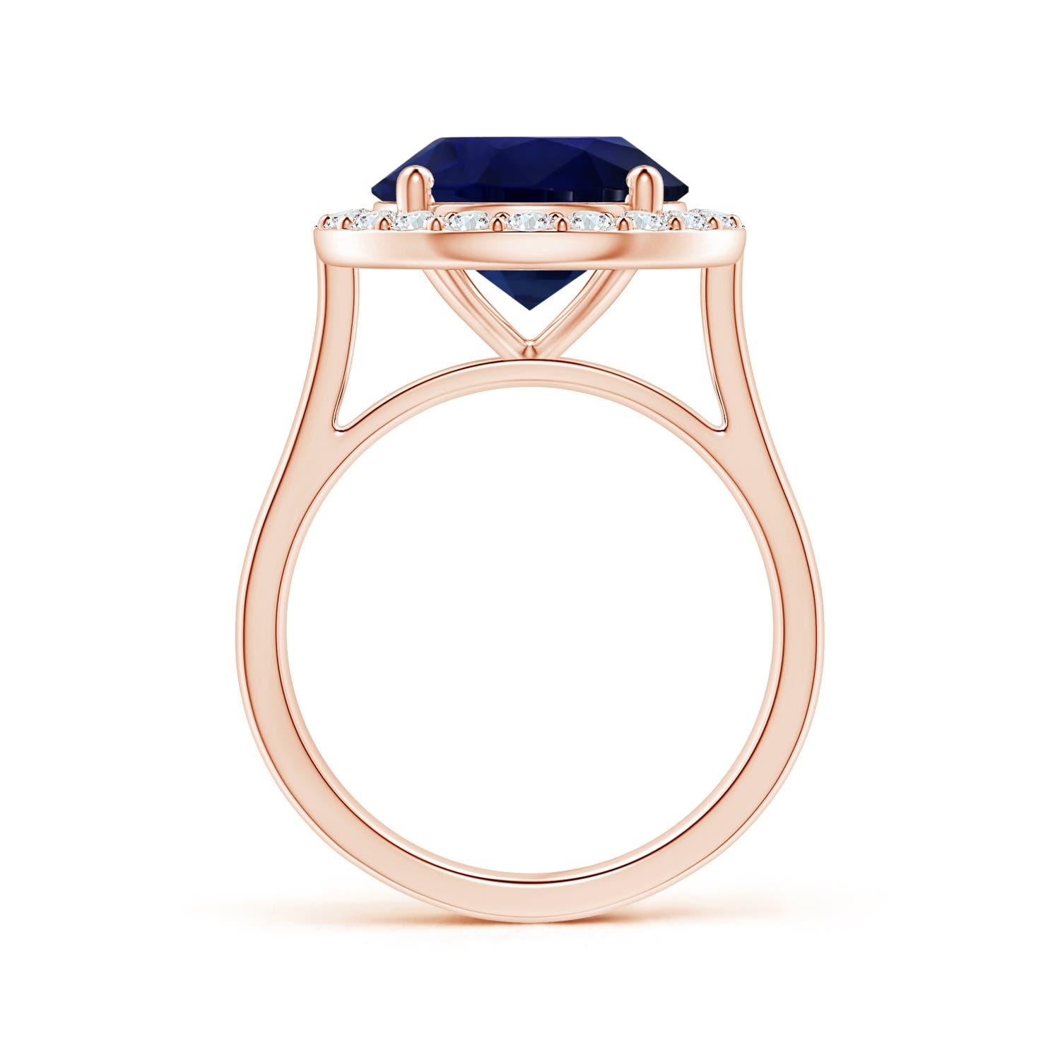 For Sale:  ANGARA GIA Certified Natural 6.63ct Blue Sapphire Ring with Diamond in Rose Gold 3