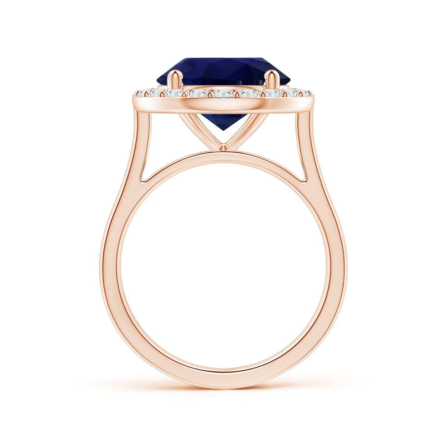 For Sale:  ANGARA GIA Certified Natural 6.63ct Blue Sapphire Ring with Diamond in Rose Gold 3