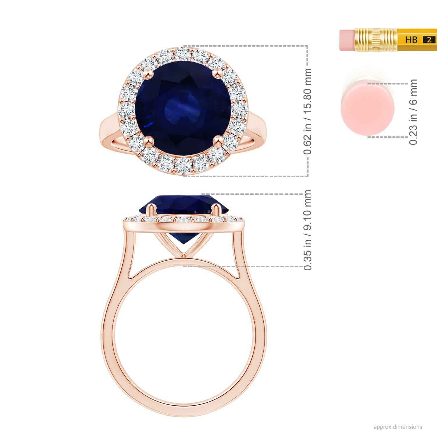 For Sale:  ANGARA GIA Certified Natural 6.63ct Blue Sapphire Ring with Diamond in Rose Gold 2