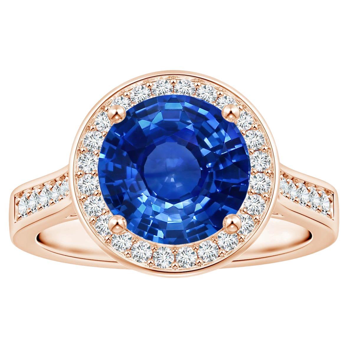 Customizable ANGARA GIA Certified Natural Blue Sapphire Ring in Rose