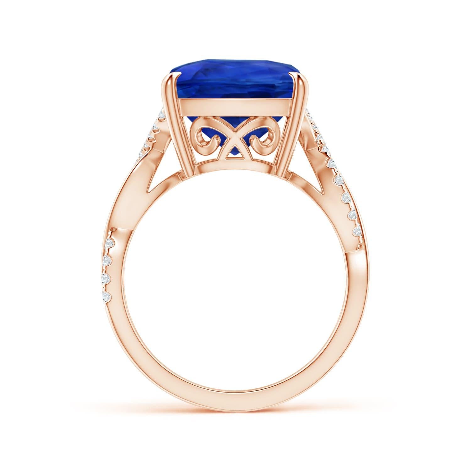 GIA Certified Natural Blue Sapphire Ring in Rose Gold with Diamonds 2