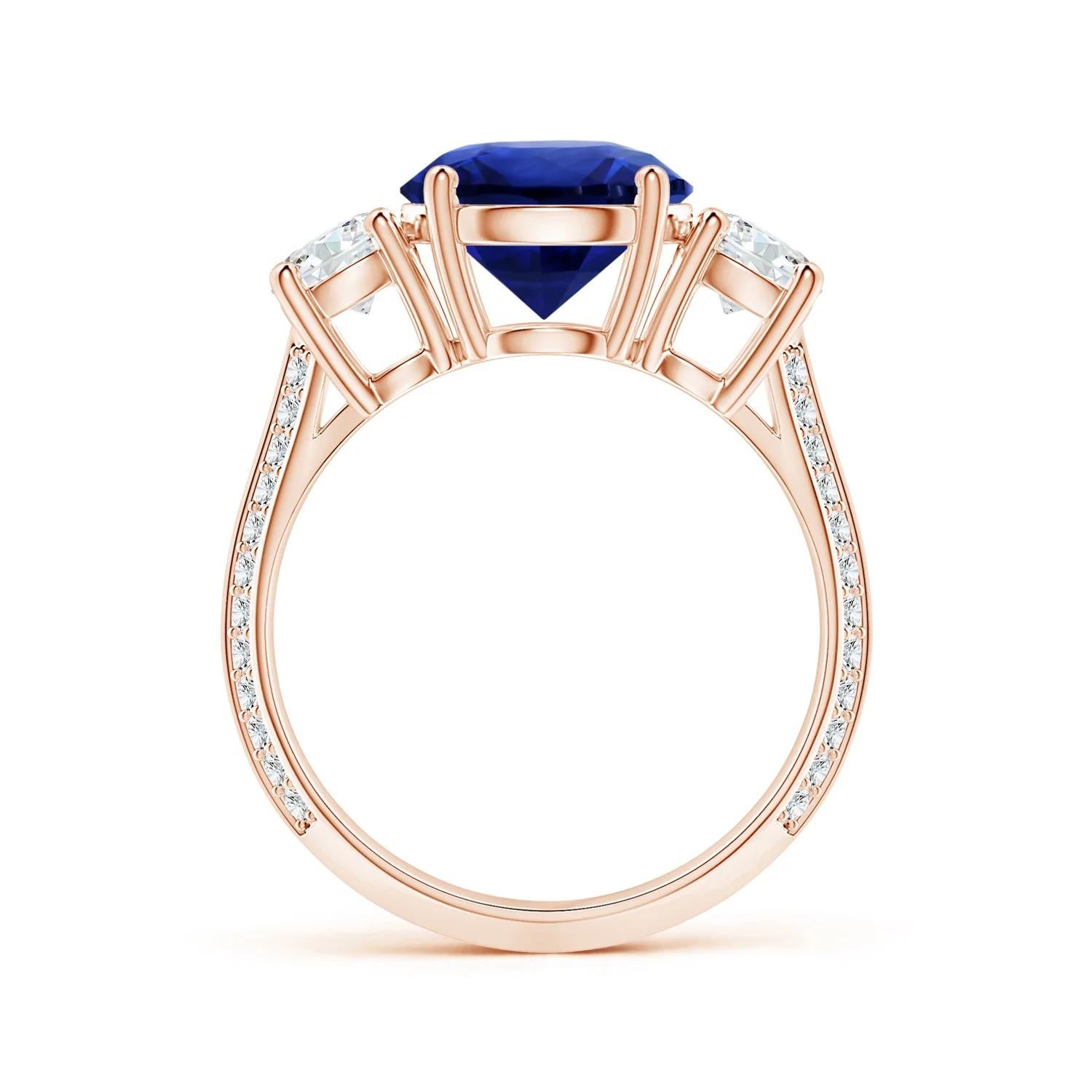 For Sale:  Angara GIA Certified Natural Blue Sapphire Ring in Rose Gold with Diamonds 2