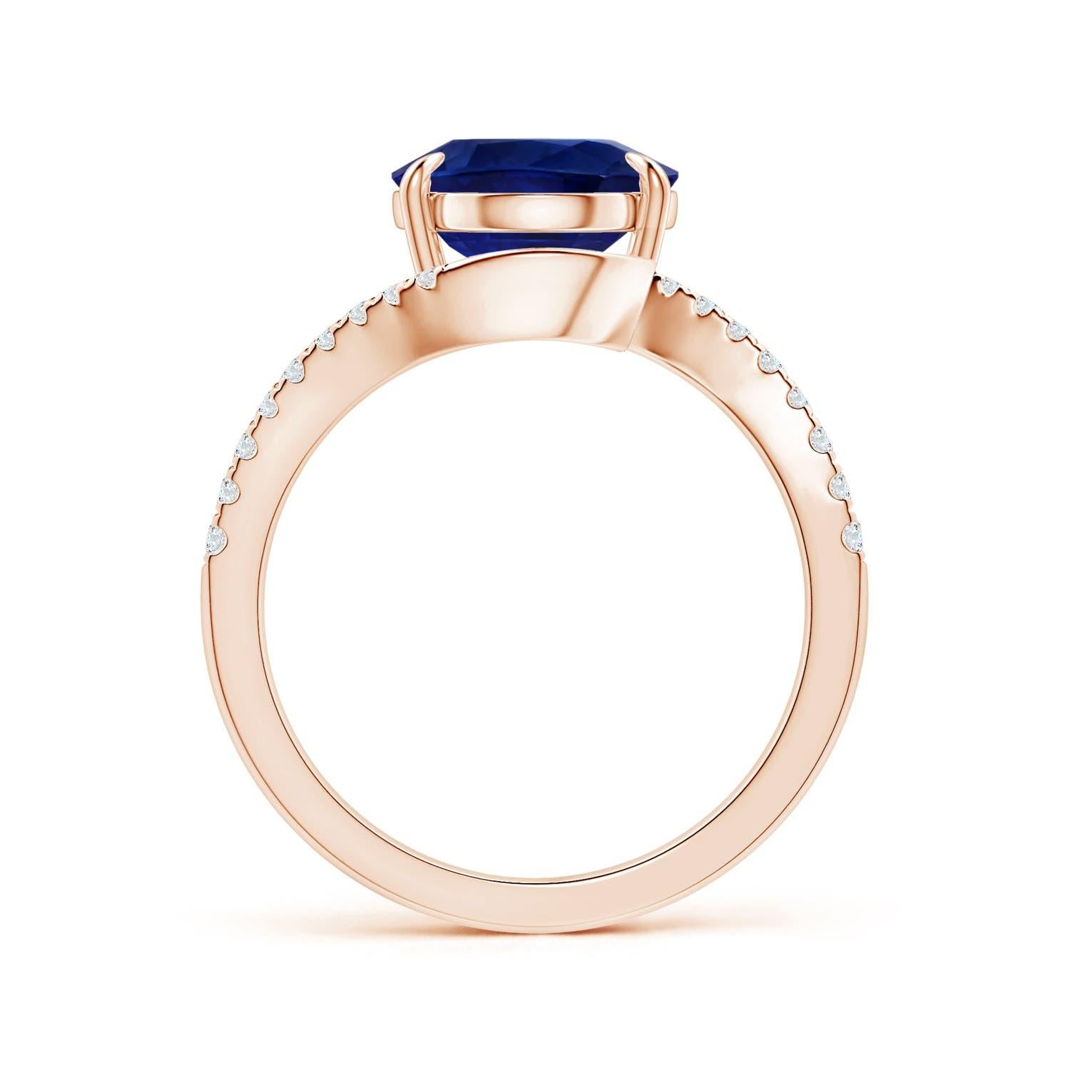 Angara Gia Certified Natural Blue Sapphire Ring in Rose Gold with Diamonds 2