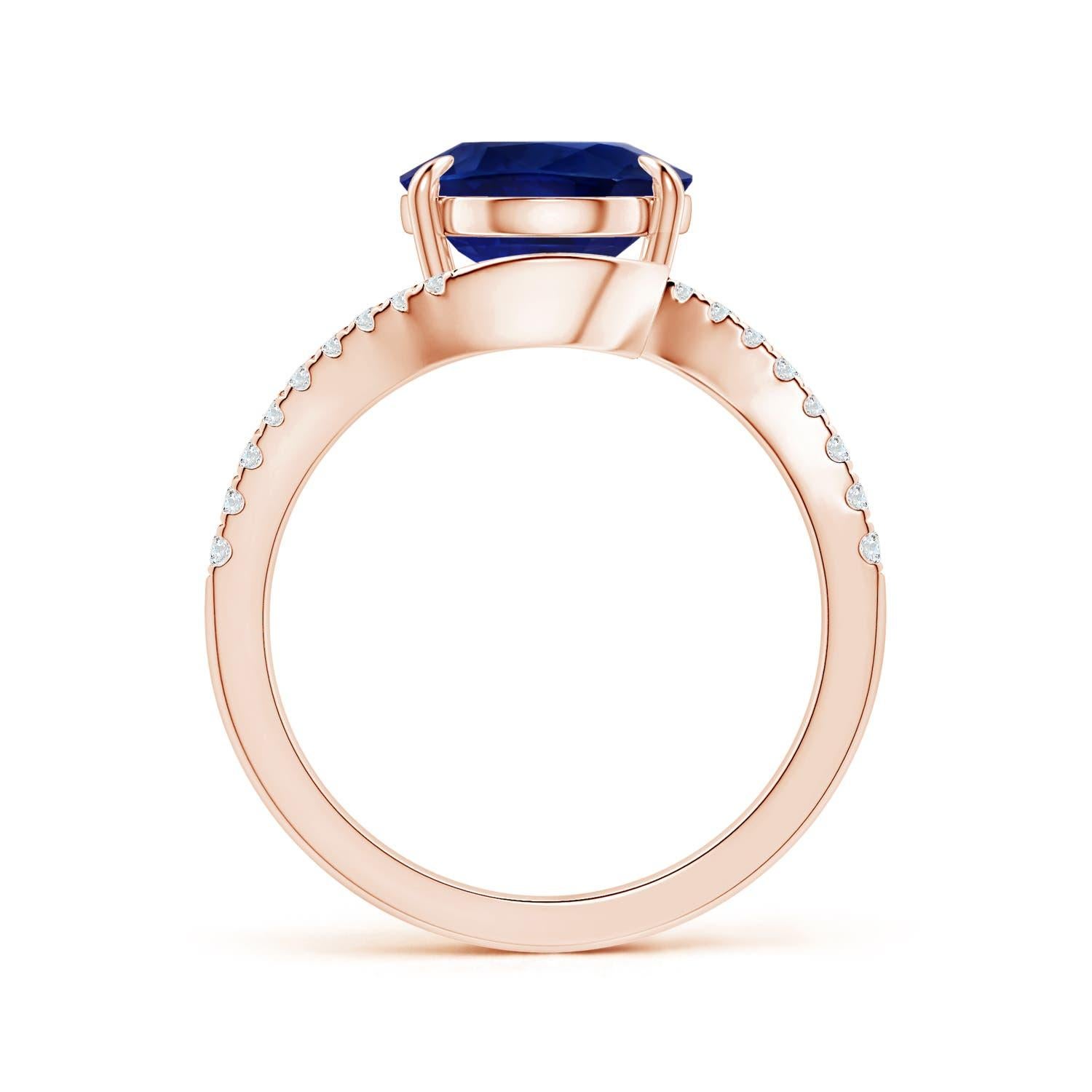 For Sale:  Angara Gia Certified Natural Blue Sapphire Ring in Rose Gold with Diamonds 2