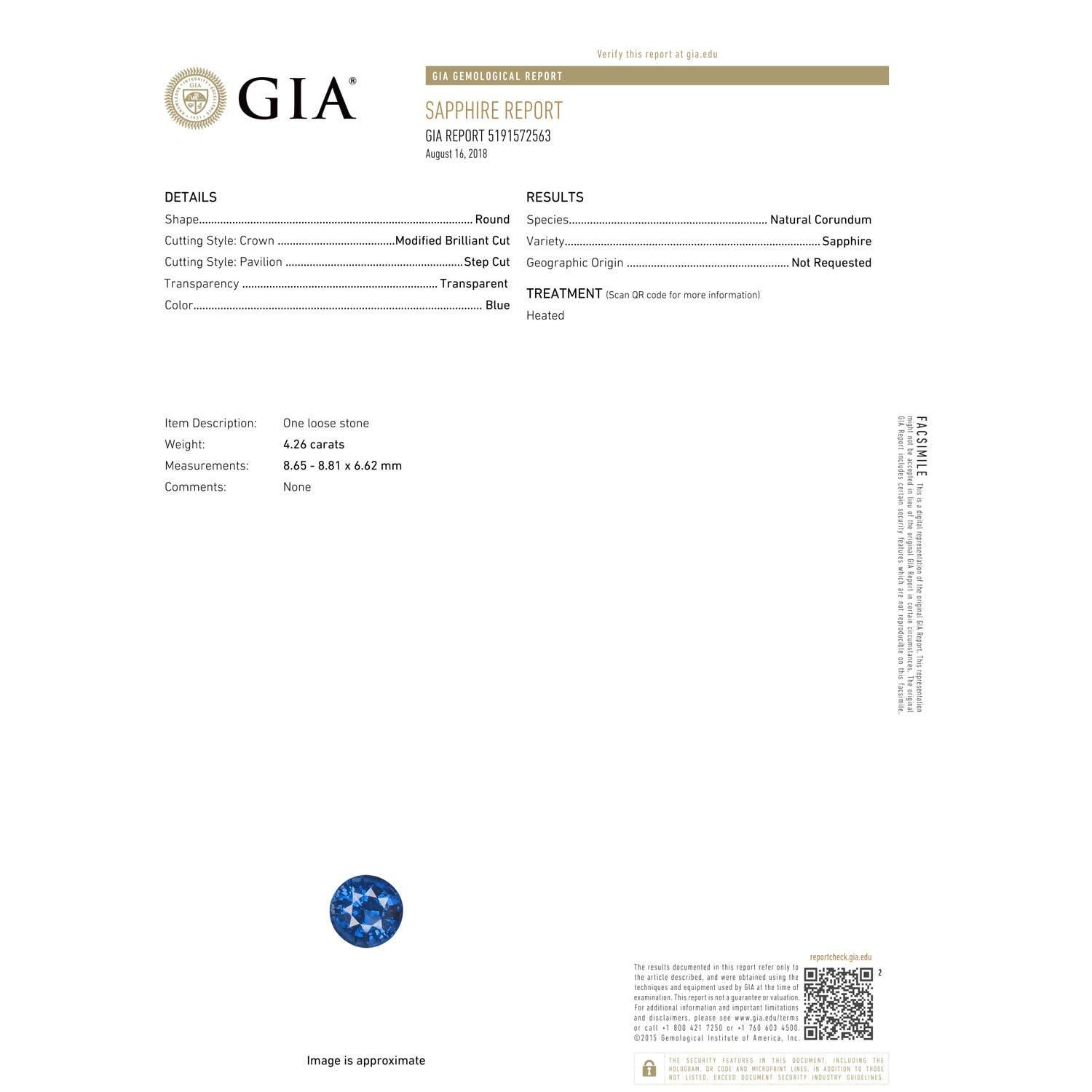 En vente :  Bague en or rose avec saphir bleu naturel certifié GIA et diamants 3