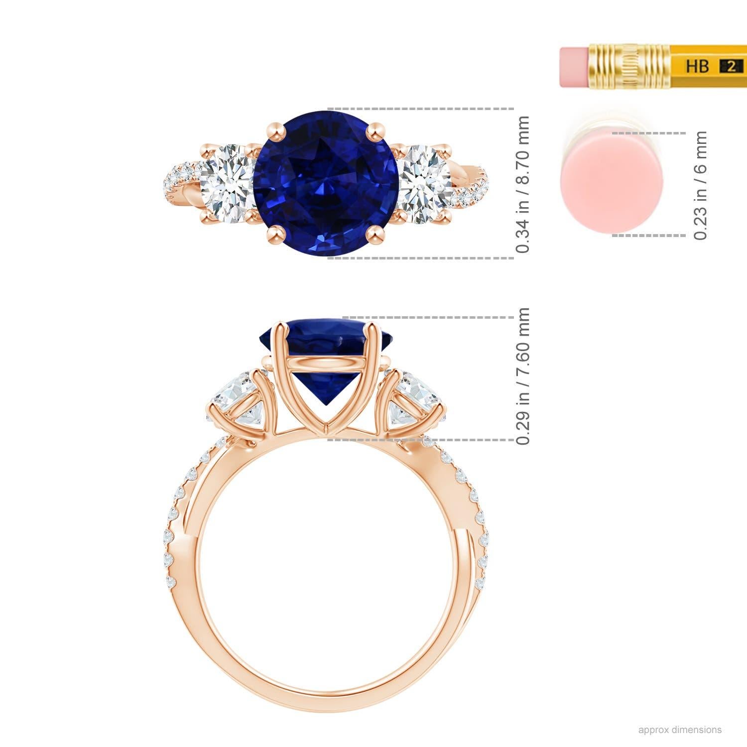 En vente :  Bague en or rose avec saphir bleu naturel certifié GIA et diamants 4