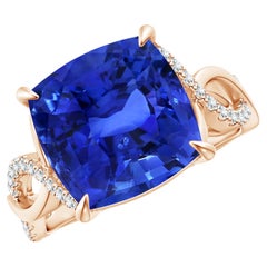 GIA Certified Natural Blue Sapphire Ring in Rose Gold with Diamonds