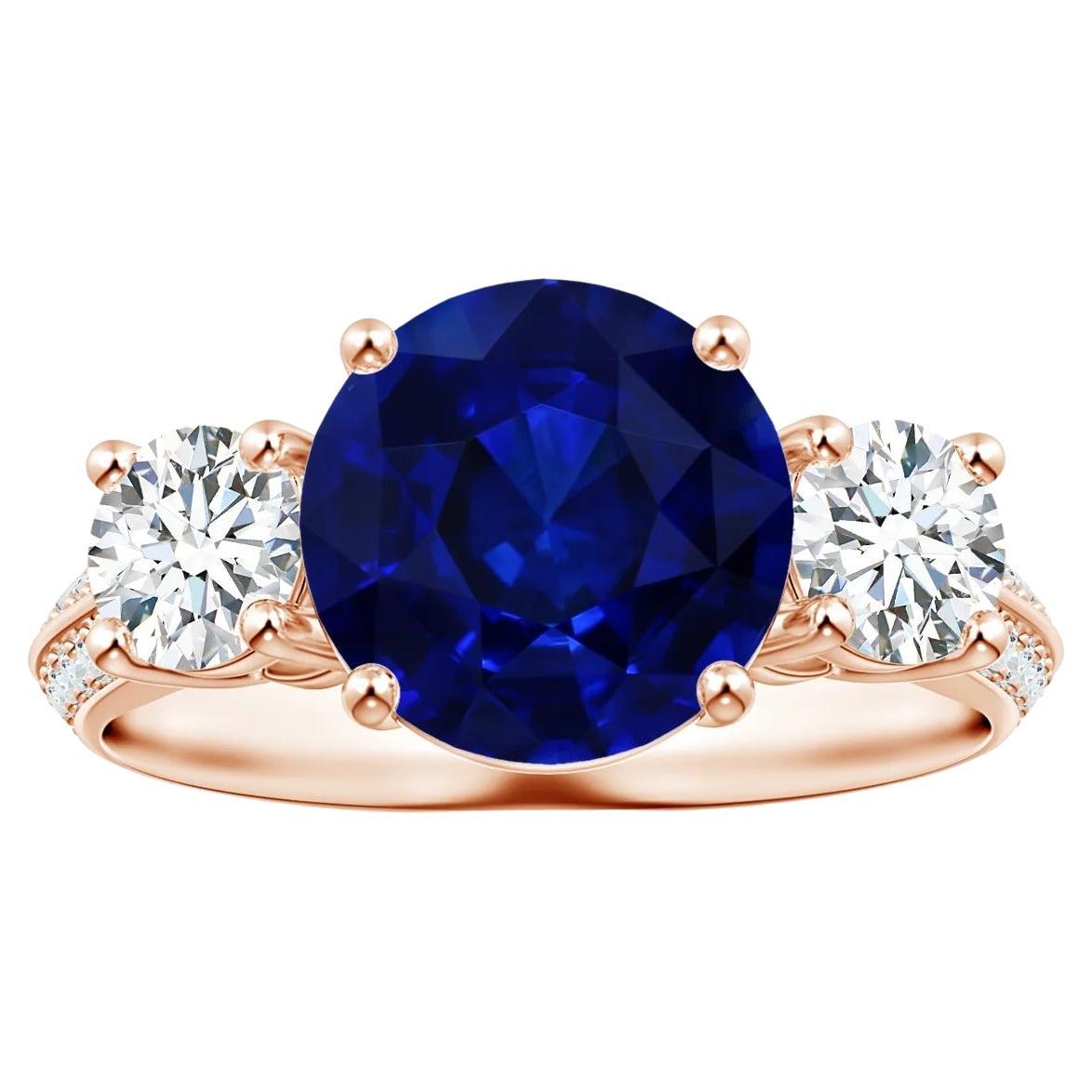Angara GIA Certified Natural Blue Sapphire Ring in Rose Gold with Diamonds