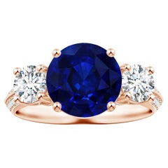 Angara Bague en or rose avec saphir bleu naturel certifié par le GIA et diamants